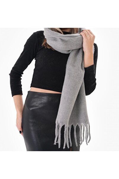 ZERAMİNE Women's Winter Tassel Scarf |   Soft Textured Thick Shawl - Soft Boucle Scarf - Pasta Model