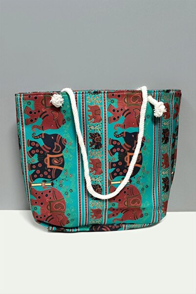 Bijuteri Net Nrzsnt Saturn Patterned (124950) Beach Bag-Green