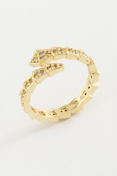 ZERO LAND خاتم NRZSNT بحجر الزركون على شكل ثعبان (03148) - أصفر