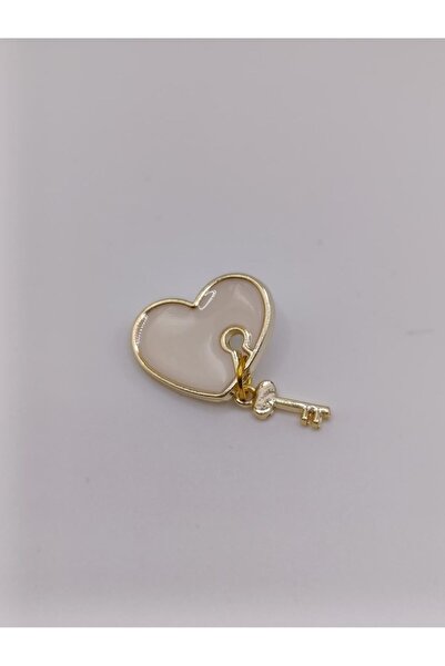 RP COMPANY زر معدني أبيض اللون من نوع ''مفتاح قلبي''، قطعتان