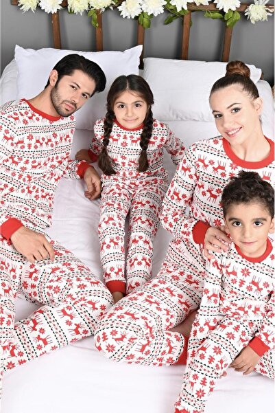 ANATOLIATEKSTILE Christmas Pajamas for Children – Reindeer and Snowflake Pattern, Soft Cotton