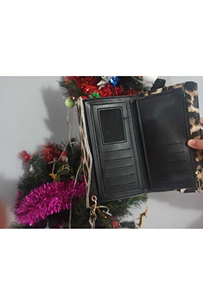 DerinHome Leopard Patterned Women's Wallet with Card Holder and Coin Compartment