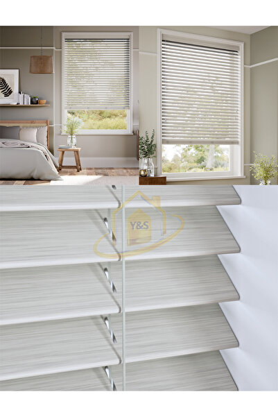 YS PERDE TASARIM Wooden Blinds %100 Doğal Ahşap Jaluzi Perde 50mm,Alüminyum K...