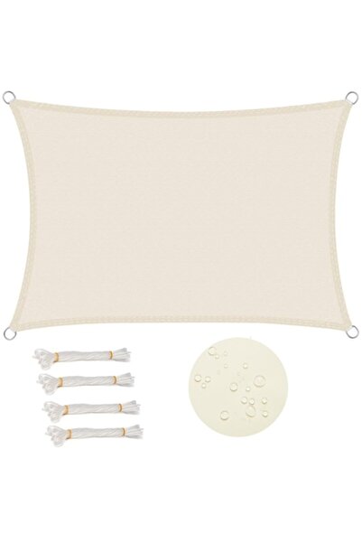 WOLTU Sun Shade Sail Rectangular 5x7 m, UV Protection, Waterproof, Polyester, Cream