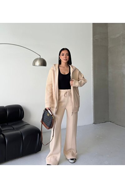 Tarzımızbir 3 iplık şardonlu pamuk pantolon Çımalı eşofman takımı tesettür