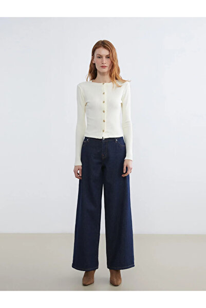 LC Waikiki LCW Vision Ekru Bisiklet Yaka Kadın Hırka