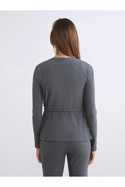 LC Waikiki Lcw Vision Anthracite Double-Breasted Collar Women's Blouse