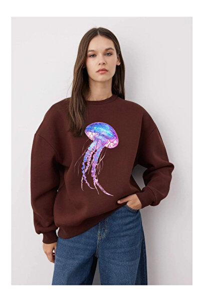 Tubinyoo سترة دينيزاهي مطبوع 3 ذات الرقبة الدائرية ذات الثلاثة خيوط