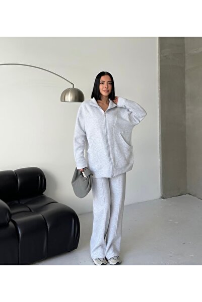 Tarzımızbir 3-Thread Fleece-Lined Cotton Long Piece Tracksuit Is a Hijab