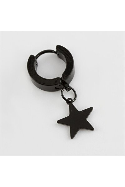 ZERO LAND Nrzsnt Star Figured Steel Men's Earring (11633) 1 Piece-Black