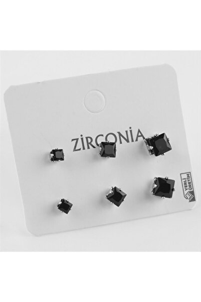 ZERO LAND Nrzsnt 6-Piece Zircon Single Stone (11625) Earrings-Silver Color