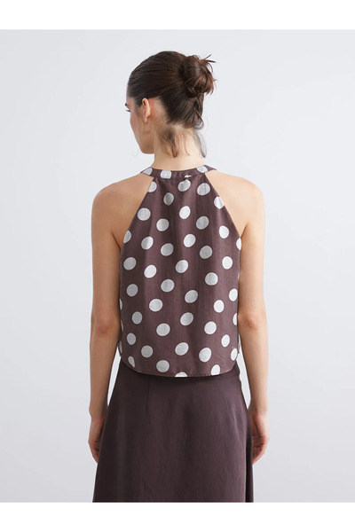 LC Waikiki Lcw Vision Brown Halter Neck Polka Dot Blouse