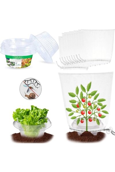 Sunnylaxx Plant protection collars, Set of 24, Anti-slug and insect, PET, Ø24cm, Transparent