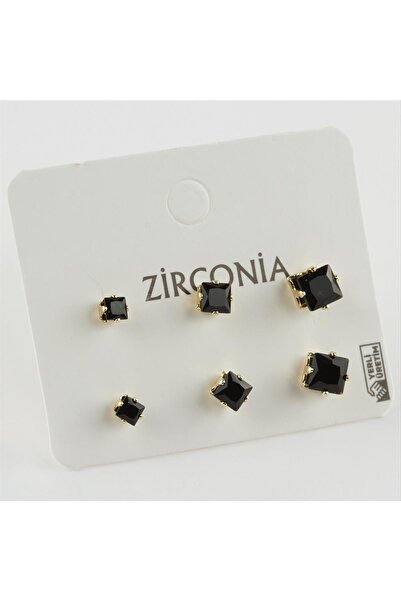 ZERO LAND Nrzsnt 6-Piece Zircon Single Stone (11625) Earrings-Silver Color