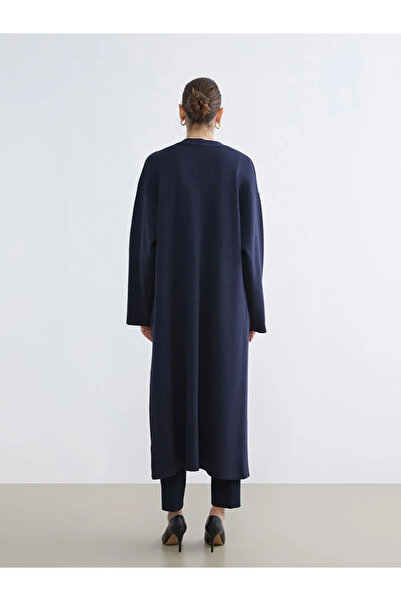 LC Waikiki Lcwaikiki Classic Navy Blue Shawl Collar Oversized Women's Knitwear Cardigan