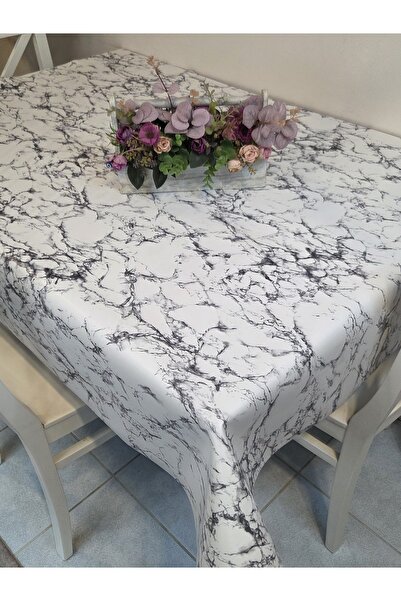 Başak Ev Tekstili Soft Textured Thick Pvc Tablecloth – Marble Pattern, Easy to Clean, Non-Slip & Wipeable