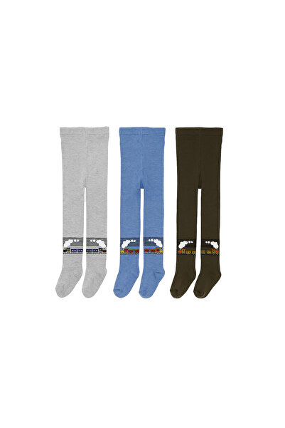 CHAPPELL FASHİON 3-Pack Train Patterned Cotton Flexible and Soft Baby & Kids Tights