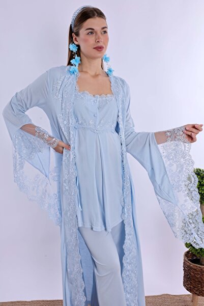 ByLohusa Σετ πιτζάμες εγκυμοσύνης Effortt με μπλε φόρεμα