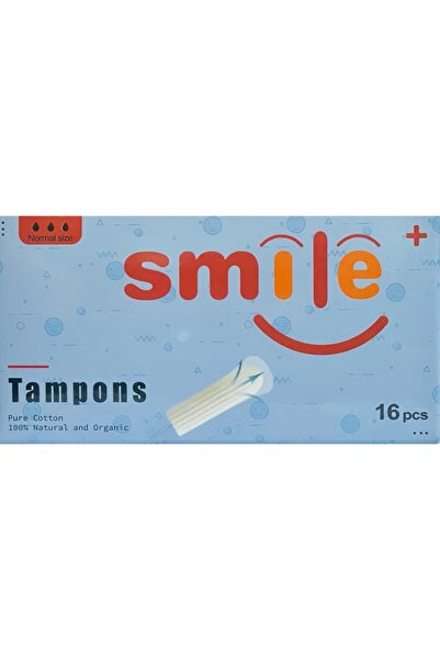 SMILE سدادات قطنية SMILEPLUS قطنية نقية 100% طبيعية وعضوية، مقاس عادي، 16 قطعة
