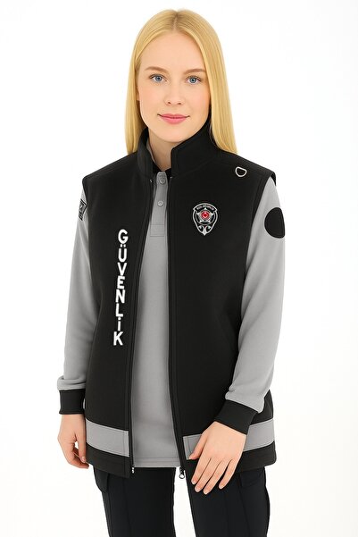 ARTHUR Kışlık Kadın Önden Yazılı Nakış İşlemeli Polar Özel Güvenlik Yeleği - Tunik Boy