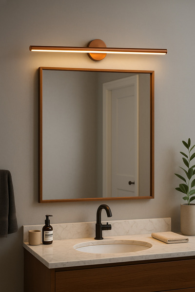 Netzy Cognac Ember™ Rustik Bakır 70 cm Modern Kablosuz Tablo Ayna Pilli Aplik...