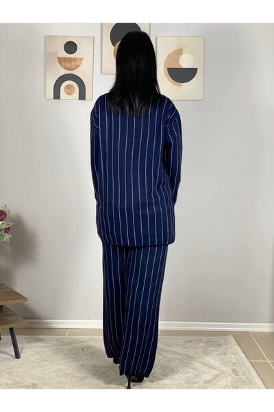 YusGos Women's Jacket Collar Gold Button Cardigan and High Waist Pants Bottom Top Knitwear Set