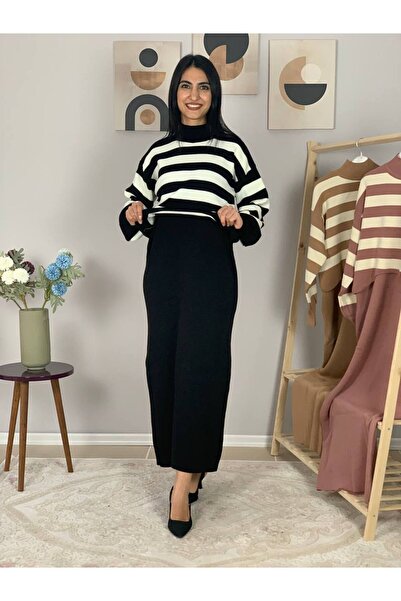 YusGos Women's Striped Plus Size Sweater Dress