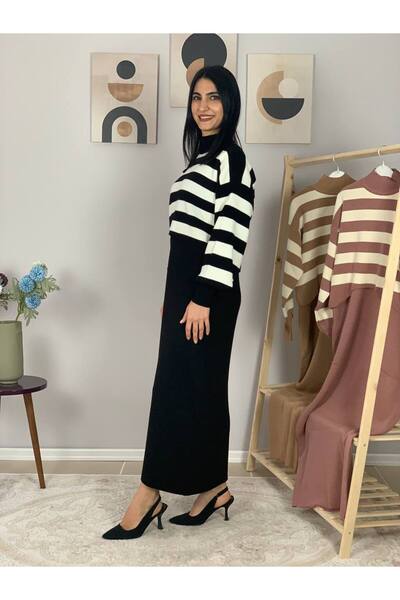 YusGos Women's Striped Plus Size Sweater Dress