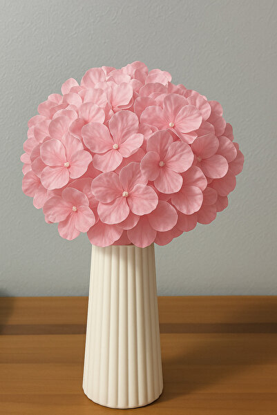 OGWANTO Dekoratif Vazo ve Yapay Çiçek Seti – PembeOrtanca Aranjmanı