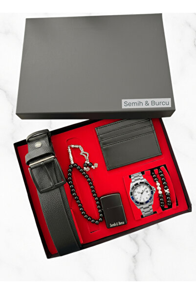 nw northwatch Kişiye Özel Erkek Hediye Kutusu – Saat Cüzdan Kemer Tespih Çakm...