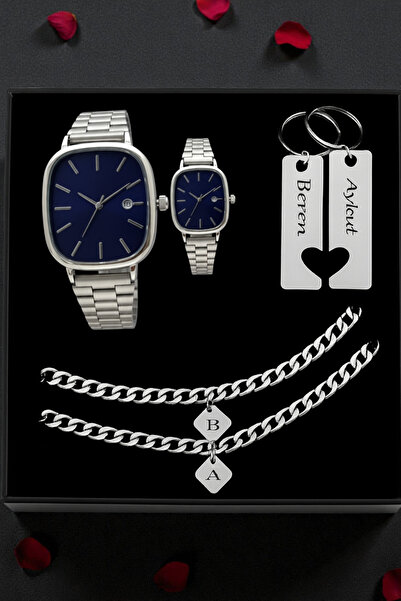 nw northwatch Kişiye Özel Çift Saat Bileklik ve Anahtarlık Hediye Seti – Sevg...