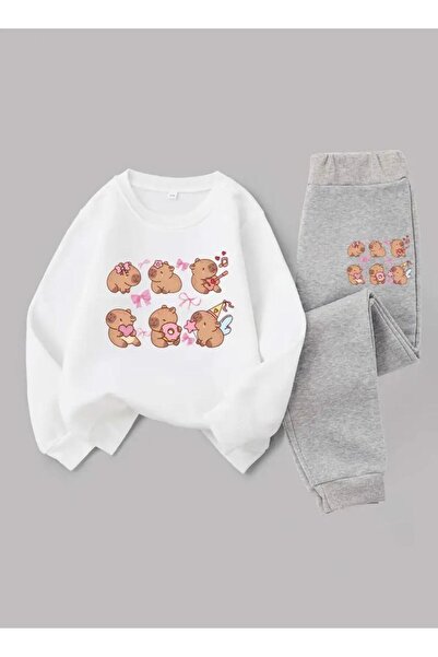 No Plan SET 2 PIESE PENTRU FATA, TROUSĂ CU IMPRIMARE CAPYBARAS CU FĂRȘIȚĂ DRĂGĂ