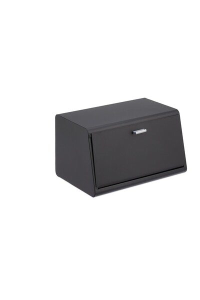 Relaxdays Bread/pastry box, stainless steel, black, 20.5 x 34.5 x 23.5 cm