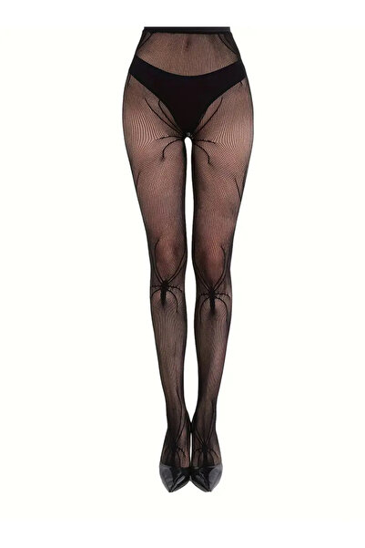 CN Women's Fishnet Pantyhose with Spider Pattern