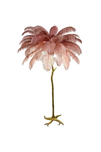 Kardett Coral Floor Lamp with Ostrich Feathers, Gold Leg, 120 cm, 3 E14 Bulbs Included