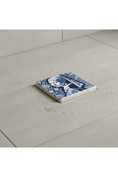 Creatick Design غطاء تصريف من الحجر الطبيعي، زخرفة للصرف، 10×10 سم، غطاء لتصر...