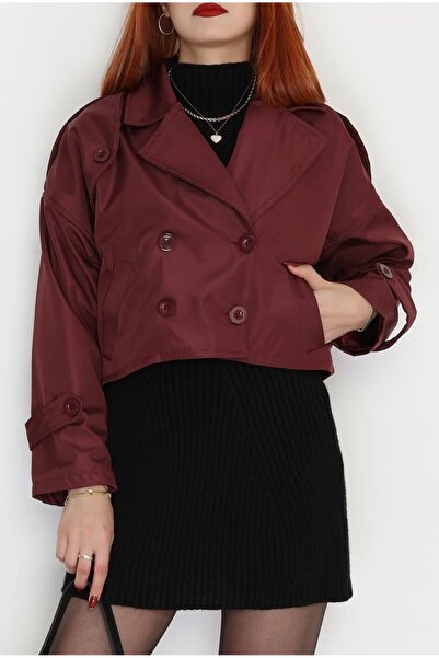 DuRu LiNe 🖤 – Zarafetiyle Fark Yaratan Astarlı Kısa Trençkot 💫