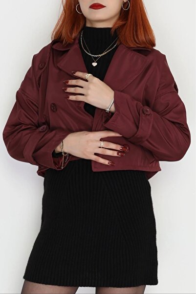 DuRu LiNe 🖤 – Zarafetiyle Fark Yaratan Astarlı Kısa Trençkot 💫