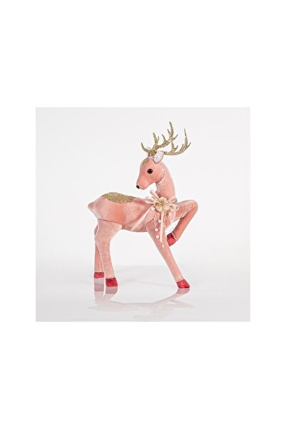 Romantic Home Decoratiune Pink Velvet Deer 24 cm x 41 cm