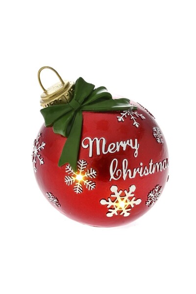 Iliadis Alexandros Xmas Red Ball din rasina cu LED 12 cm x 13 cm