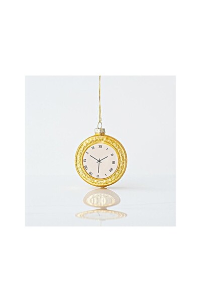 Romantic Home Set 4 ornamente brad din sticla Golden Clock