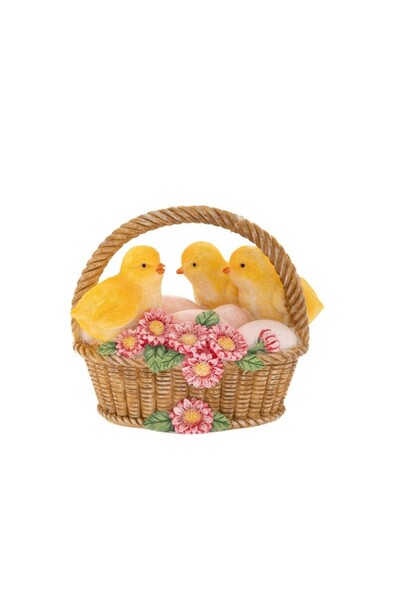 Iliadis Alexandros Figurină Pui în coș 12 cm x 9 cm x 10 cm