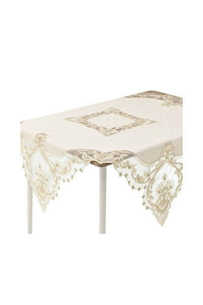 inart Tablecloth with lace Beige Golden 120 cm
