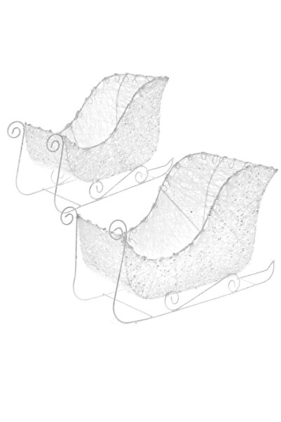 Iliadis Alexandros Set 2 decorațiuni saniute alb argintiu sclipici