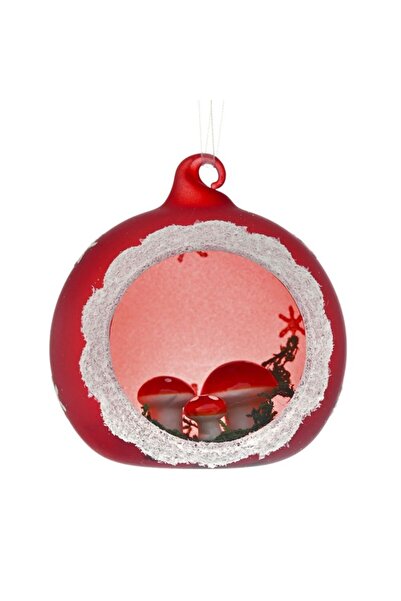 Iliadis Alexandros Set 2 ornamente brad din sticla Red Mushrooms 8 cm