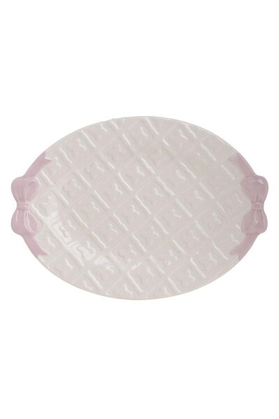 inart Platou White Pink ceramica 29 x 21 cm