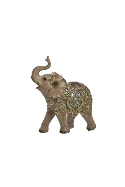 inart Elefant din rasina Brown Golden 23 cm x 10 cm x 26 cm