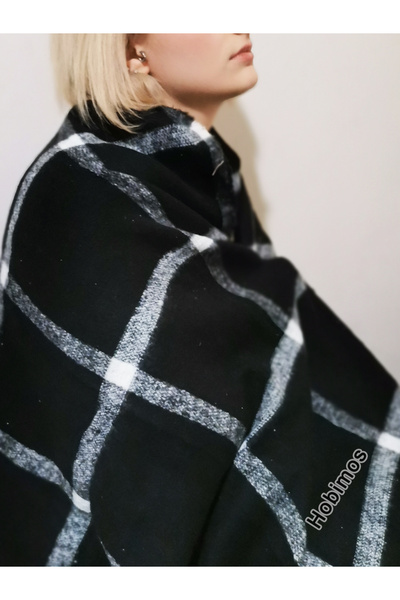 Hobimos شال سميك ذو ملمس ناعم منقوش