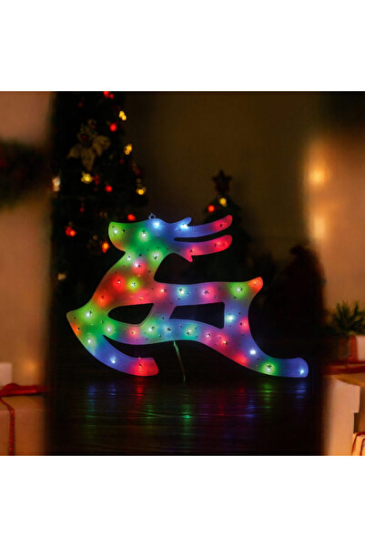 Poro Online Christmas Decoration 42x27 cm Reindeer with Multicolor LED Light for Indoor & Protected Outdoor