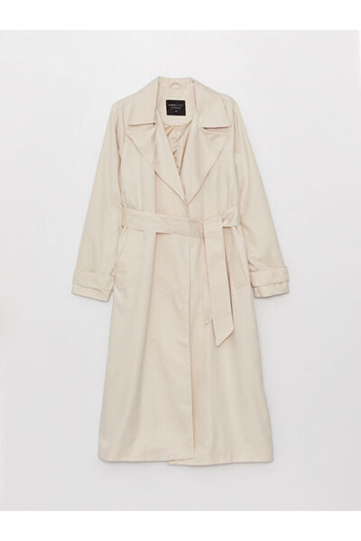 LC Waikiki Jacket Collar Plain Long Sleeve Women's Trench Coat